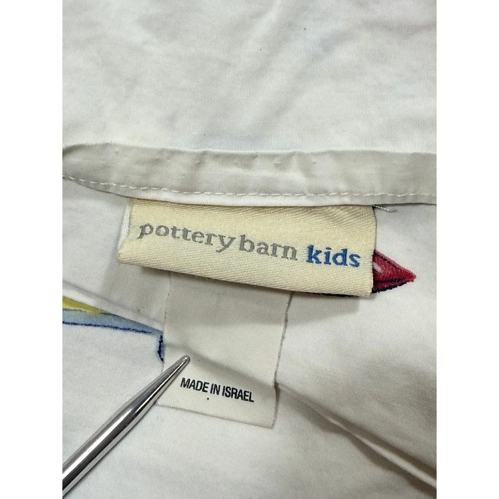 Pottery Barn Kids Twin Flat Sheet and Duvet Cover Set Airplane Print Cotton